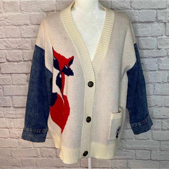 BB.GG Paris Sweaters - BB GG Paris Denim Sleeve Cardigan - XL